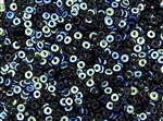 4mm Czech Glass O Beads - Jet Black AB