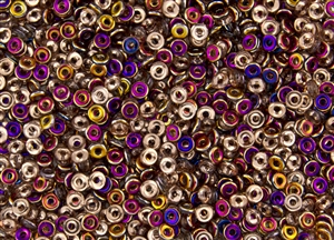 4mm Czech Glass O Beads - Apollo Gold Purple Iris