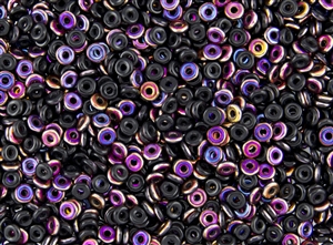 4mm Czech Glass O Beads - Jet Black Sliperit