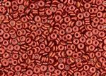 4mm Czech Glass O Beads - Pearlescent Coral Red