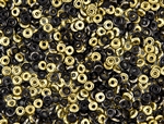 4mm Czech Glass O Beads - Jet Black and Gold