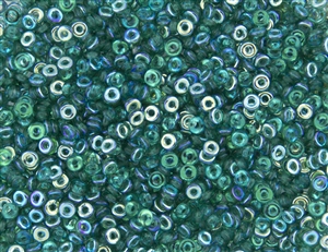 4mm Czech Glass O Beads - Emerald AB