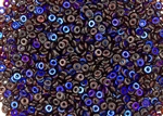 4mm Czech Glass O Beads - Garnet Azuro Iris Blue