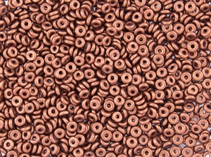 4mm Czech Glass O Beads - Copper Metallic Matte