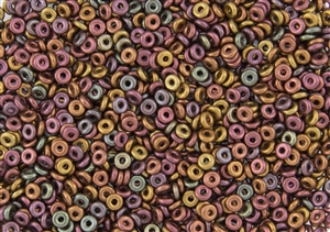 4mm Czech Glass O Beads - Bronze Rainbow Metallic Matte