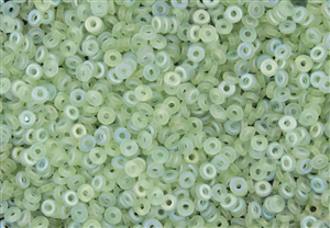 4mm Czech Glass O Beads - Peridot Matte AB