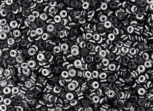 4mm Czech Glass O Beads - Jet Black Chrome