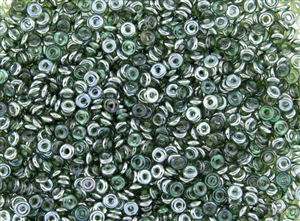 4mm Czech Glass O Beads - Emerald Celsian