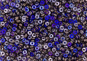 4mm Czech Glass O Beads - Amethyst Azuro Blue Iris