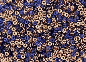 4mm Czech Glass O Beads - Sapphire Apollo Gold