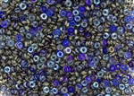 4mm Czech Glass O Beads - Peridot Azuro Iris Blue