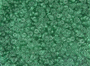 4mm Czech Glass O Beads - Emerald Transparent