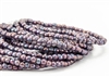 3mm Czech Glass Round Spacer Beads - Translucent Purple Mother of Pearl