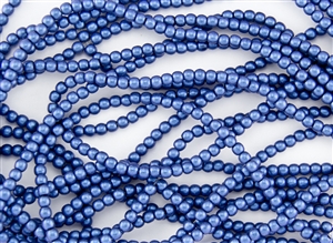 3mm Czech Glass Round Spacer Beads - Blue Metallic Suede