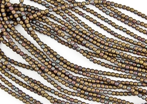 3mm Czech Glass Round Spacer Beads - Oxidized Bronze Clay Matte