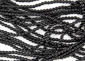 3mm Czech Glass Round Spacer Beads - Opaque Jet Black