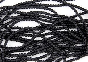 3mm Czech Glass Round Spacer Beads - Opaque Jet Black Matte