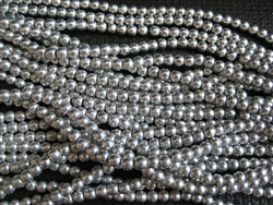 3mm Czech Glass Round Spacer Beads - Silver Metallic