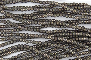 3mm Czech Glass Round Spacer Beads - Siam Ruby Bronze Picasso