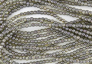 3mm Czech Glass Round Spacer Beads - Transparent Green Luster