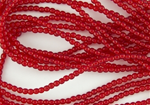 3mm Czech Glass Round Spacer Beads - Transparent Light Siam Ruby