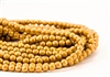 4mm Czech Glass Round Spacer Beads - Opaque Mustard Luster