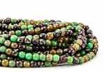 4mm Czech Glass Round Spacer Beads - Picasso Mix