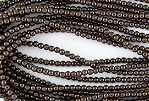 4mm Czech Glass Round Spacer Beads - Chocolate Bronze Metallic