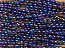4mm Czech Glass Round Spacer Beads - Iris Blue Metallic