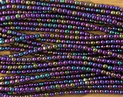 4mm Czech Glass Round Spacer Beads - Iris Purple Metallic