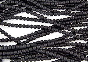 4mm Czech Glass Round Spacer Beads - Jet Black Matte