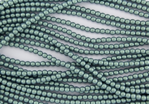 4mm Czech Glass Round Spacer Beads - Lt. Green Metallic Suede