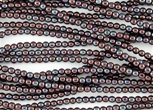 4mm Czech Glass Round Spacer Beads - Metallic Amethyst Luster