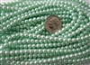 4mm Czech Glass Round Pearl Coat Spacer Beads - Mint Green
