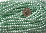 4mm Czech Glass Round Pearl Coat Spacer Beads - Mint Green