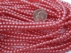 4mm Czech Glass Round Pearl Light Spacer Beads - Claret