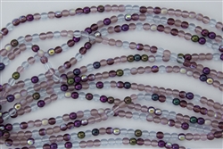 4mm Czech Glass Round Spacer Beads - Purple Lilac Mix
