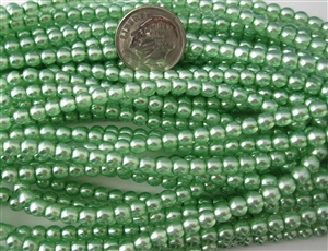 4mm Czech Glass Round Pearl Light Spacer Beads - Mint Green