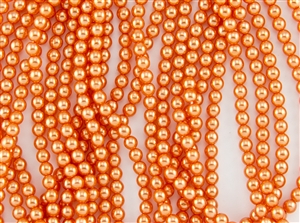 4mm Czech Glass Round Spacer Beads - Pearlized Orange