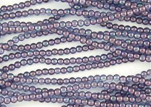 4mm Czech Glass Round Spacer Beads - Transparent Amethyst Luster