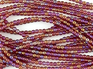 4mm Czech Glass Round Spacer Beads - Transparent Fuchsia Iris Luster