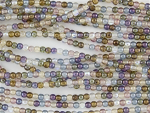 4mm Czech Glass Round Spacer Beads - Transparent Luster Mix