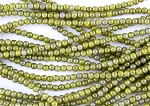 4mm Czech Glass Round Spacer Beads - Yellow Coral Moon Dust