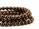 6mm Czech Glass Round Spacer Beads - Dark Bronze Metallic