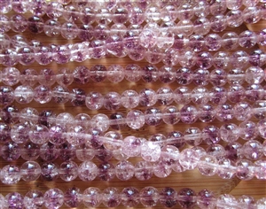 6mm Czech Crackle Glass Round Spacer Beads - Amethyst n' Clear