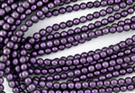 6mm Czech Glass Round Spacer Beads - Black Currant Polychrome