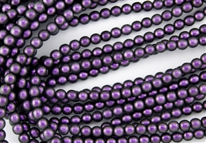 6mm Czech Glass Round Spacer Beads - Black Currant Polychrome