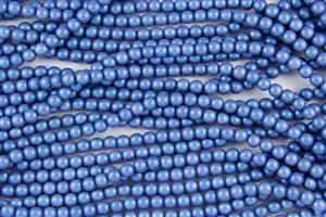 6mm Czech Glass Round Spacer Beads - Blue Metallic Suede