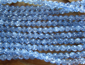 6mm Czech Crackle Glass Round Spacer Beads - Lt. Sapphire