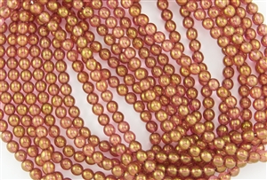 6mm Czech Glass Round Spacer Beads - Pink Gold Topaz Luster